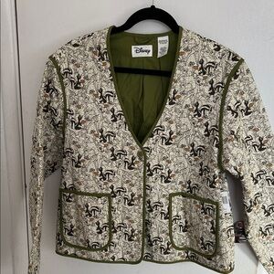 Disney Bambi Women's Patterned Jacket with Green Trim NWT XL